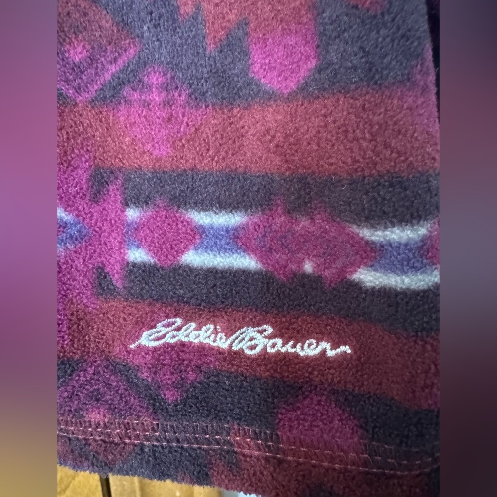 Eddie Bauer Burgundy Patterned Half Zip Pullover - image 4